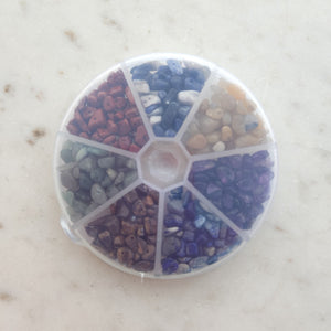 Crystal Chip Beads in Re-Usable Container (assorted beads)