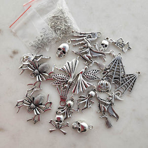 Create Your Own Halloween Earrings/Pendants (assorted designs. white metal)