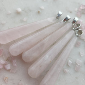 Rose Quartz Pendant (assorted. silver metal bale)