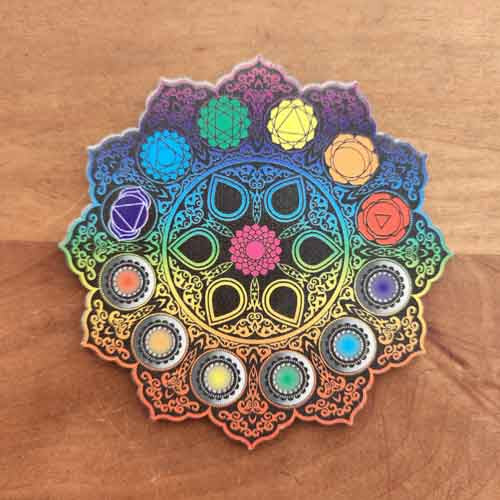 Colourful Chakra Altar Tile/Coaster (approx. 10cm diameter)