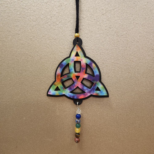 Colourful Triquetra Hanging with Chakra Beads (approx. 32cm long)