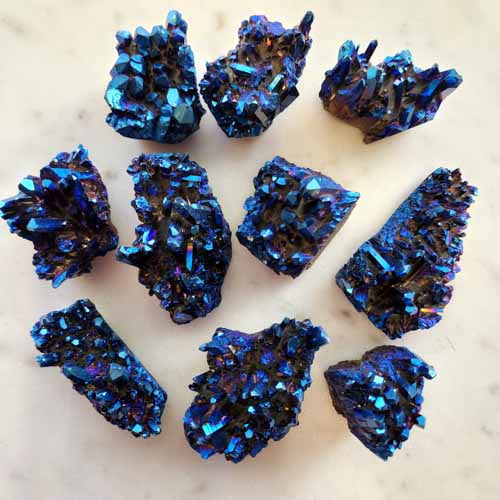 Cobalt Blue Quartz Cluster (lasered. assorted. approx. 2.6-4.3x3.6-6.4x2.3-4.7cm)