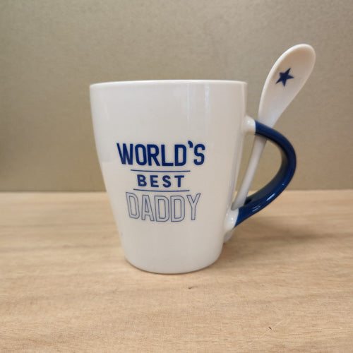 World's Best Daddy Ceramic Mug and Spoon Set (.approx 10x8.5x6cm)