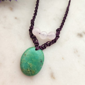 Chrysoprase & Pink Chalcedony Wrapped Pendant
