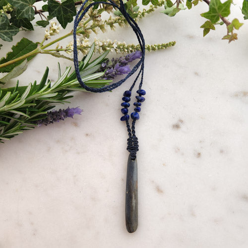Blue Kyanite & Lapis Wrapped Pendant (hand crafted in Aotearoa New Zealand)