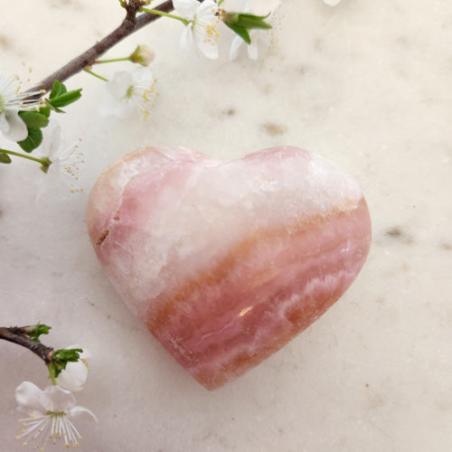 Pink Aragonite Heart (approx. 6.8x5.9x2.4cm)