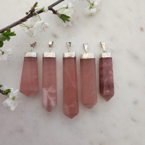 Rose Calcite Pendant (assorted. sterling silver)
