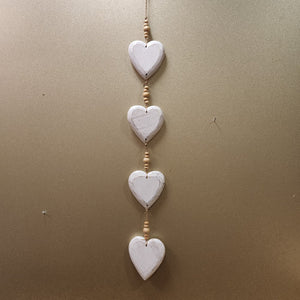 Whitewash Hearts Single Strand Hanging