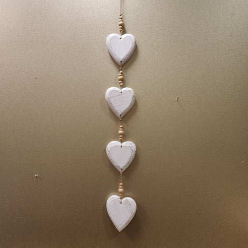 Whitewash Hearts Single Strand Hanging (assorted. approx. 65x10cm)