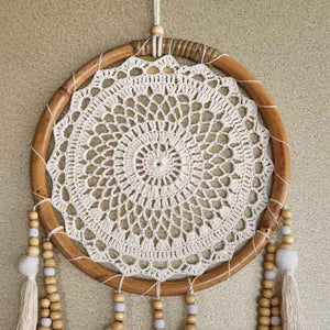 Boho Dream Catcher with Wooden Beads