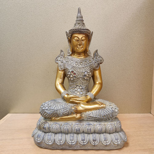 Gold Meditating Buddha Statue (approx.30x20x16cm)