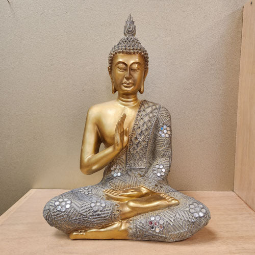 Gold Meditating Buddha Statue (approx.26×15.5×17.5cm)