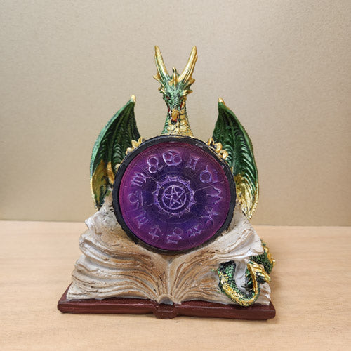 Green Dragon Holding Zodiac Board with LED(approx 16x13x17.8cm)