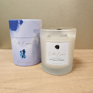 Soy Wax Candle White Sage, Vetiver, Patchouli, Clear Quartz and Obsidian