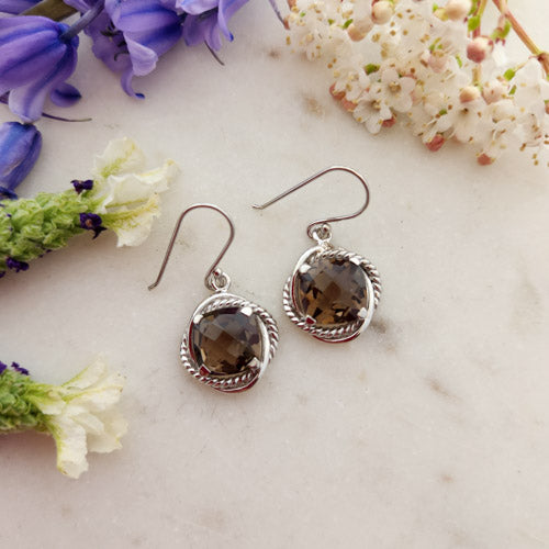 Smoky Quartz Faceted Earrings (sterling silver)