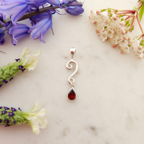 Garnet Pendant (sterling silver)