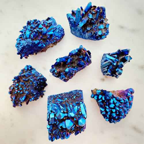 Cobalt Blue Quartz Cluster (lasered. assorted. approx. 3.5-7.3x2.5-4.4x2.8-4.8cm)