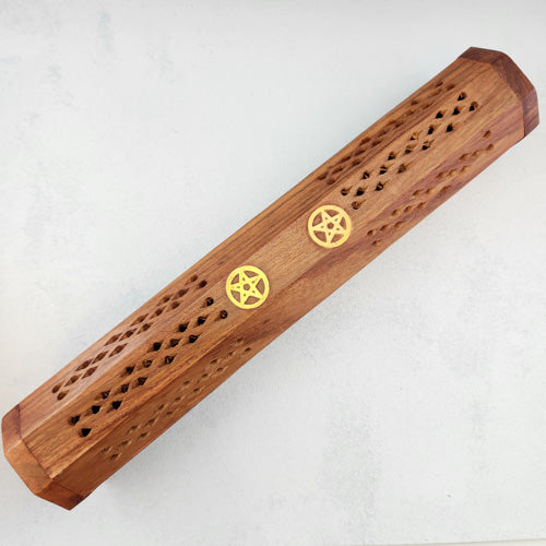 Pentacle Wooden Cone & Incense Burner (approx 30x5.5cm)
