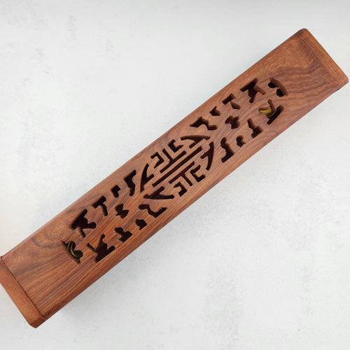 Jali Patterned Wooden Incense Burner (approx 30x7cm)