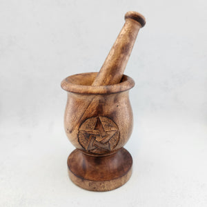 Pentagram Mortar and Pestle Wooden