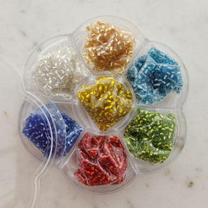 Colourful Mix of Glass Seed Beads in Re-Usable Container