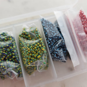 Colourful Mix of Glass Seed Beads in Re-Usable Container