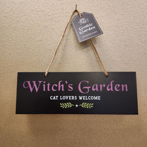 Witch's Garden Cat Lovers Welcome Sign