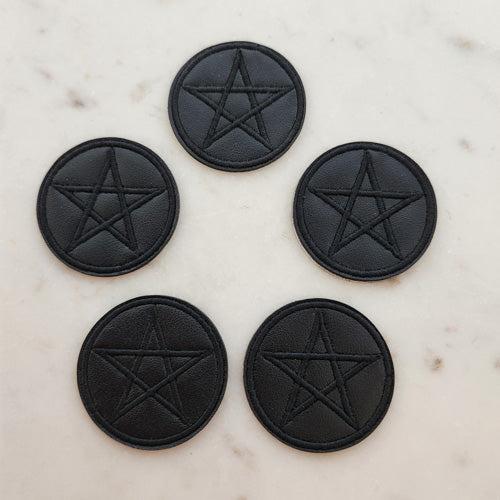 Pentacle Self Adhesive Faux Leather Patch (approx. 4.2cm diameter)