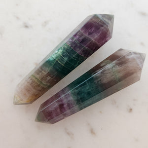 Rainbow Fluorite Double Terminated Faceted Wand