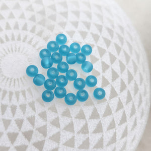 Aqua Blue Glass Frosted Seed Beads