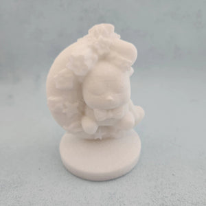 White Sparkling Calcite Teddy Bear in Moon