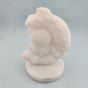 White Sparkling Calcite Teddy Bear in Moon