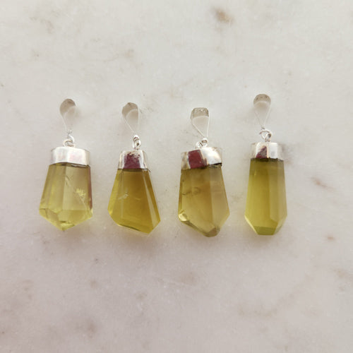 Natural Polished Citrine Point Pendant (assorted. sterling silver)