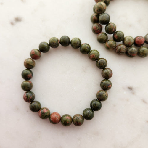 Unakite Bracelet (assorted. approx. 8mm round beads)