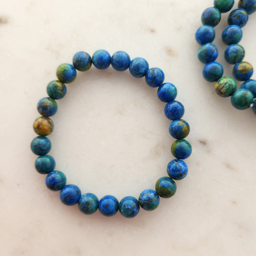 Chrysocolla Plus Bracelet (assorted. approx. 8mm round beads)