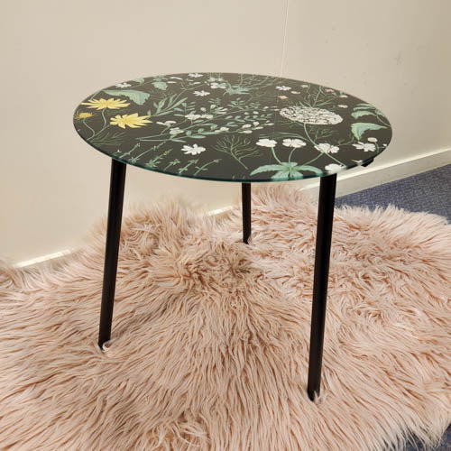 Flower Garden Glass Table (approx. 40x40x40cm)