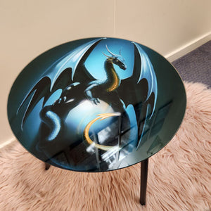 Mystical Dragon Round Glass Table