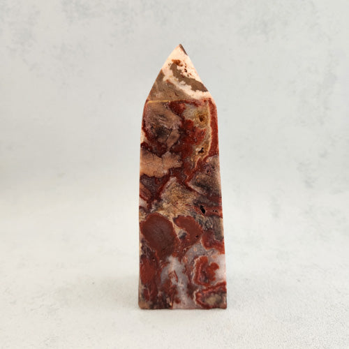 Pink Amethyst & Bloodstone Jasper Obelisk (approx. 14.9x5.3x4cm)