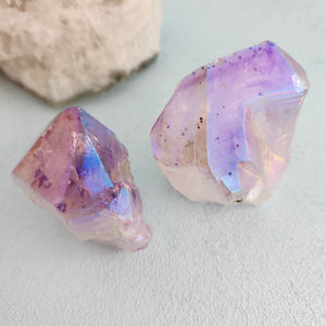 Amethyst Aura Quartz Partially Polished Point