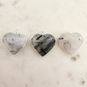 Tourmalinated Quartz Heart Pendant