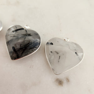 Tourmalinated Quartz Heart Pendant