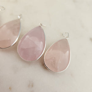 Rose Quartz Tear Drop Pendant