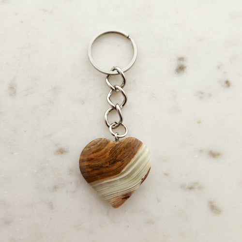 Banded Calcite Heart Keyring (assorted)