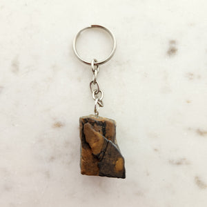 Gold Tiger's Eye Rough Rock Keyring 