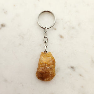 Golden Quartz Rough Rock Keyring