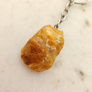 Golden Quartz Rough Rock Keyring