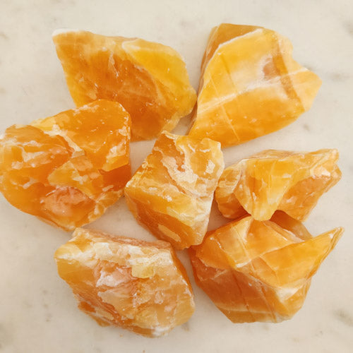 Orange Calcite Rough Rock (assorted. approx. 6.3-7.6x3.9-7.7x3.1-5cm)