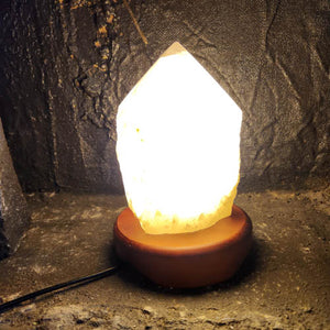 White Quartz Partially Polished Point Lamp