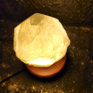 White Quartz Partially Polished Point Lamp