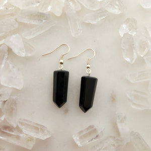 Black Obsidian Point Earrings